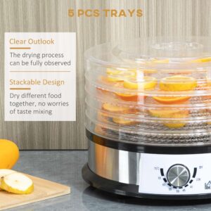 HOMCOM 5 Tier Food Dehydrator 250W Stainless Steel HOMCOM 5 Tier Food Dehydrator 250W Stainless Steel
