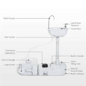 Outsunny Portable Hand Wash Sink 24L