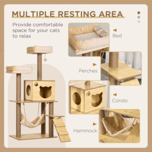Pawhut 130cm Cat Tree Multi-Level