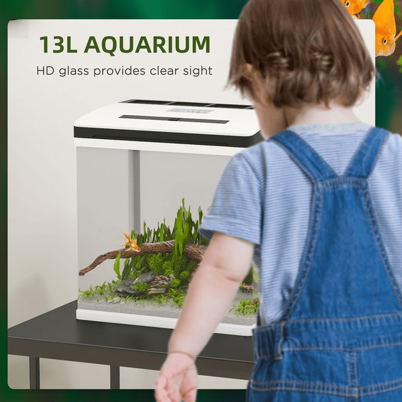 PawHut Aquarium 13L Glass Tank with Filter PawHut Aquarium 13L Glass Tank with Filter