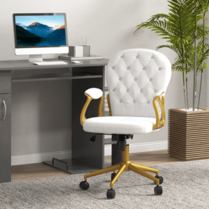Vinsetto Office Chair Button Tufted White