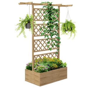 Outsunny Wooden Trellis Planter Natural