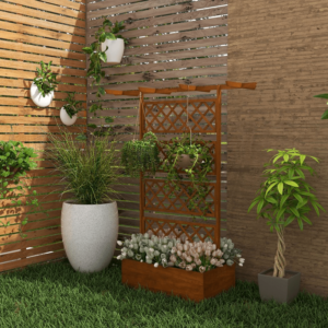 Outsunny Wooden Trellis Planter Orange