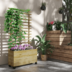 Outsunny Wooden Trellis Planter Natural