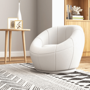 Homcom Round Boucle Armchair White