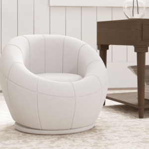 Homcom Round Boucle Armchair White