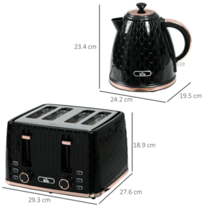 Homcom 1.7L Kettle and Toaster Set Black