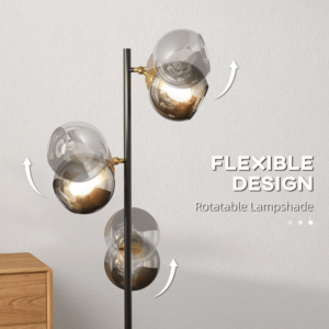 Homcom Floor Lamp w/ Glass Shades