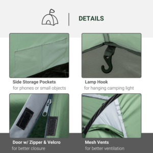 Outsunny 3 Man Tent w/ Porch Green