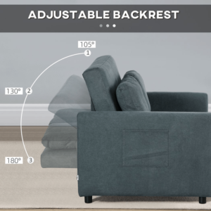 Homcom 2 Seater Sofa Bed Grey