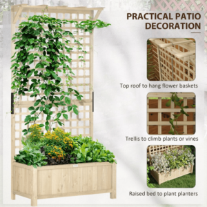 Outsunny Wooden Planter w/ Trellis