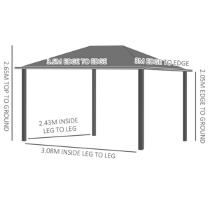 Outsunny 3 x 3.6m Aluminium Gazebo