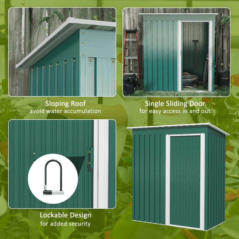 Outsunny 5 x 3ft Garden Storage Shed Green Outsunny 5 x 3ft Garden Storage Shed Green
