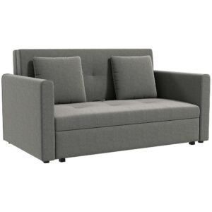 Homcom 2 Seater Sofa Bed Light Grey