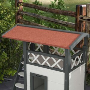 PawHut Outdoor Cat House With Balcony White PawHut Outdoor Cat House With Balcony White