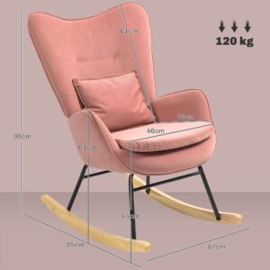 Homcom Velvet Rocking Chair Pink