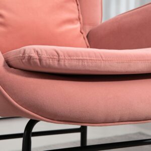Homcom Velvet Rocking Chair Pink