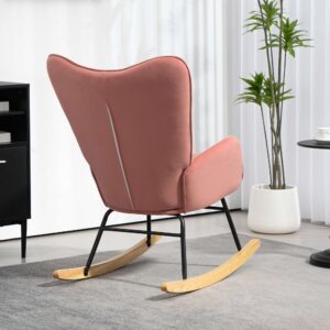 Homcom Velvet Rocking Chair Pink