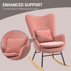 Homcom Velvet Rocking Chair Pink