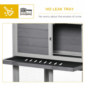 PawHut Wooden Rabbit Hutch Light Grey