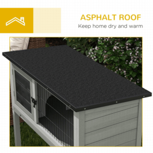 PawHut Rabbit Hutch with Asphalt Roof
