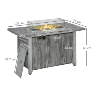 Outsunny Gas Fire Pit Table Grey