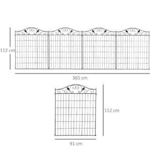 Outsunny Decorative Fence 4 Panels 44in x 12ft