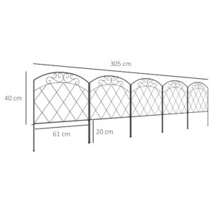 Outsunny 61cm x 3m Picket Fence Panels