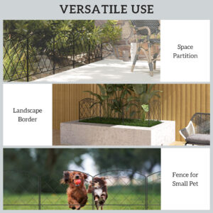 Outsunny 61cm x 3m Picket Fence Panels