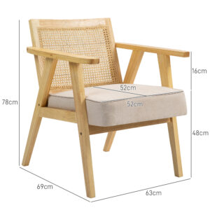 Homcom Rattan Armchair w Wood Frame