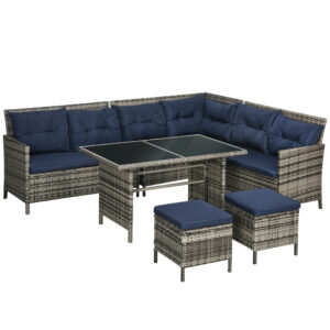 Outsunny 6pc Patio wicker Sofa Set