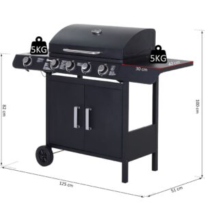 Outsunny 4 Gas BBQ Grill Steel