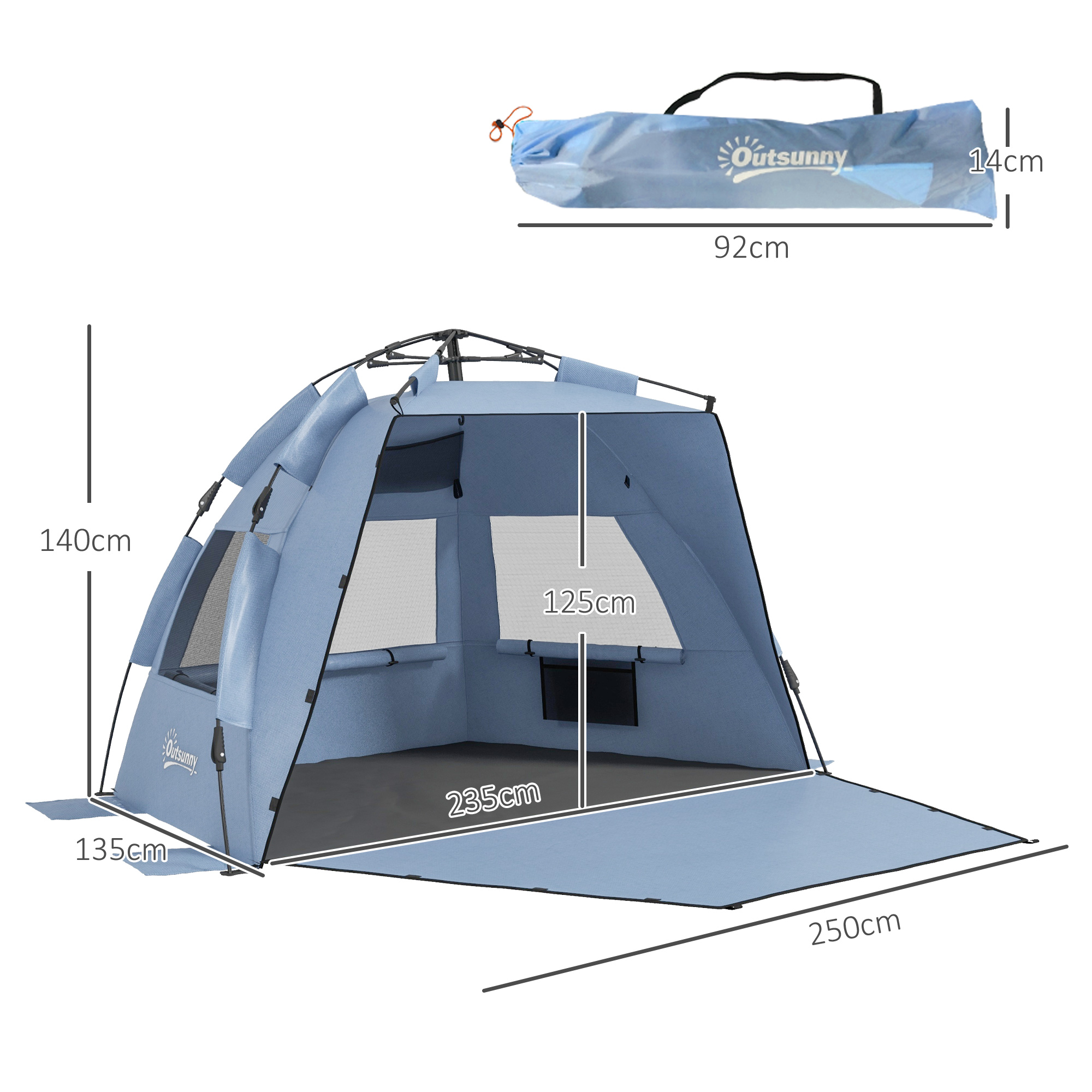 Outsunny 2-3 Man Pop Up Beach Tent Outsunny 2-3 Man Pop Up Beach Tent