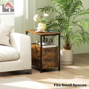 Homcom Bedside Table w/ Charging Station