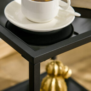 Homcom Side Table w/ Tempered Glass Top