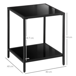 Homcom Side Table w/ Tempered Glass Top