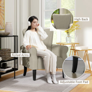 Homcom Armchair Upholstered Beige