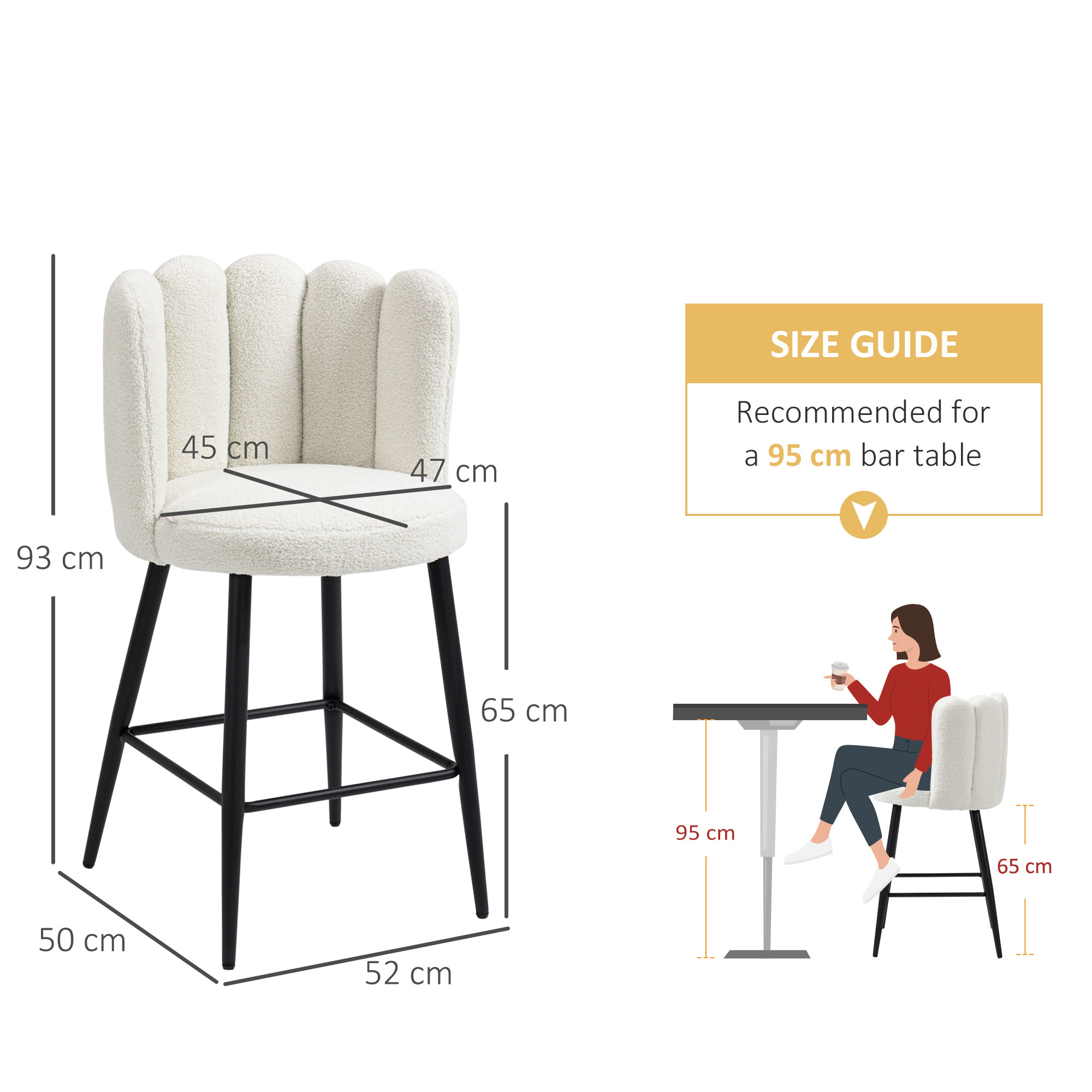 HOMCOM Bar Stools Set of 2 Cream HOMCOM Bar Stools Set of 2 Cream
