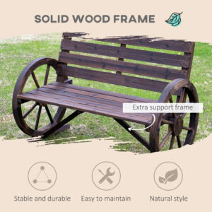 Outsunny Wagon Wheel Wooden Bench