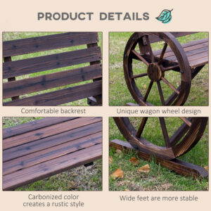 Outsunny Wagon Wheel Wooden Bench
