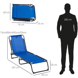 Outsunny Sun Lounger 3 Positions Blue
