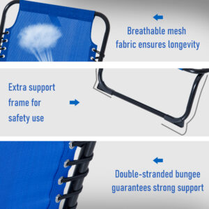 Outsunny Sun Lounger 3 Positions Blue