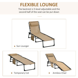 Outsunny Sun Lounger Adjustable Backrest