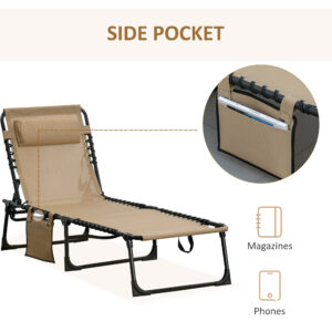 Outsunny Sun Lounger Adjustable Backrest