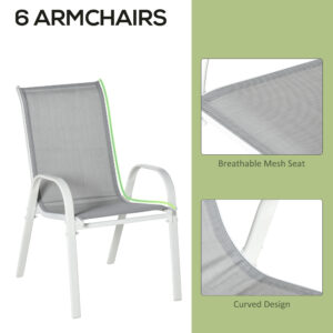 Outsunny 7pc Garden Dining Set 6 Seater