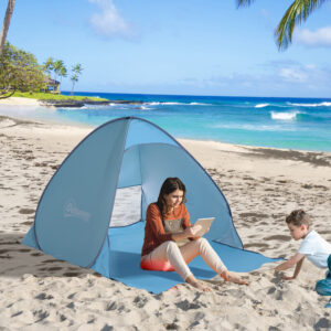Outsunny Pop up Beach Tent Blue