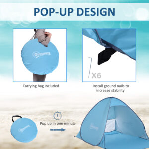 Outsunny Pop up Beach Tent Blue