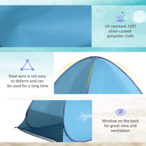 Outsunny Pop up Beach Tent Blue