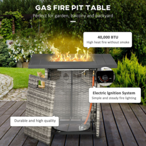 Outsunny Gas Fire Pit Table 40,000 BTU