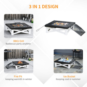 Outsunny 86cm Square Fire Pit